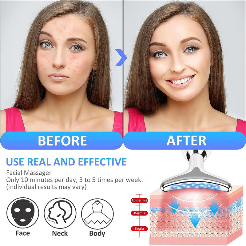 Neck & Face Massager - 3 Color Modes For Skin Rejuvenation and Face Sculpting