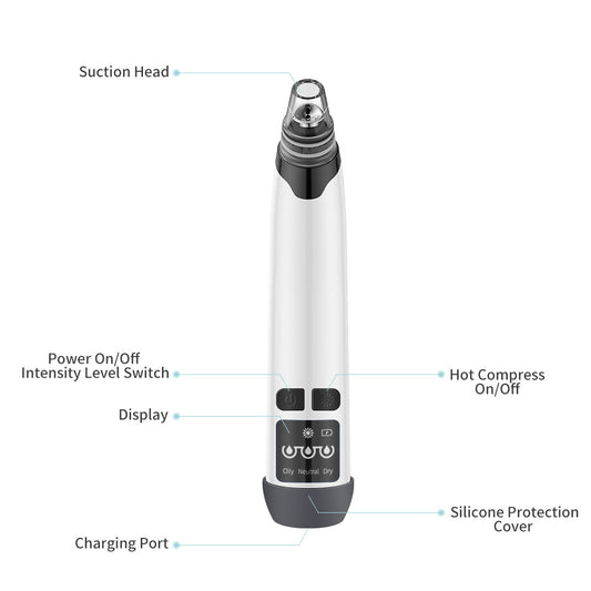 Electric Heating Blackhead Remover - Pore Vacuum and Deep Facial Cleansing
