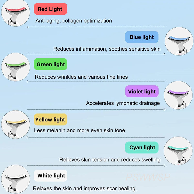 Neck & Face Massager - 3 Color Modes For Skin Rejuvenation and Face Sculpting