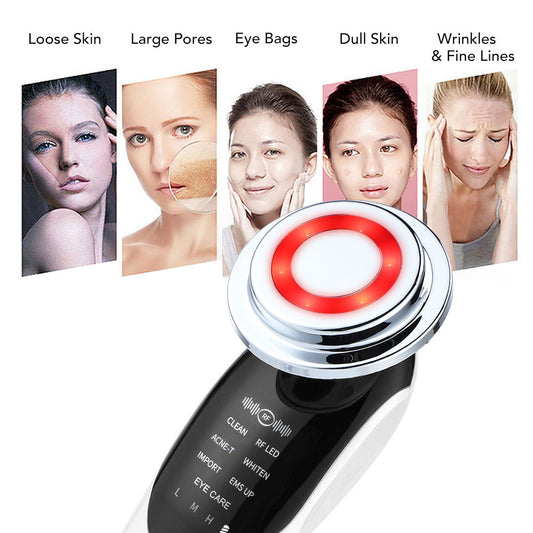 7-in-1 EMS Microcurrent Facial Massager - LED Light Therapy , Skin Rejuvenation & Deep Cleansing