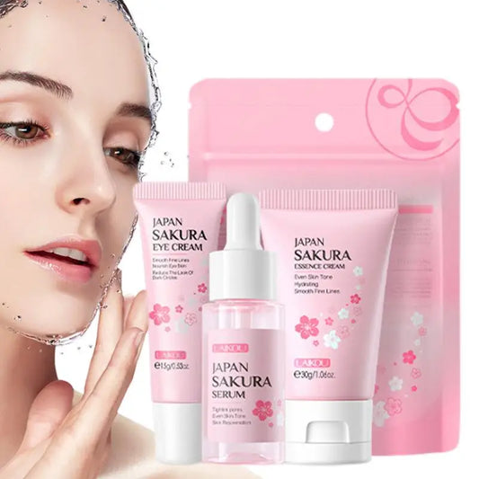Sakura Glow™ 3-in-1 Skin Care Set – Toner, Serum & Moisturizer