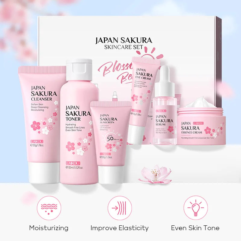 LAIKOU™ Sakura Skin Care Set – 6-in-1 Japanese Beauty Ritual