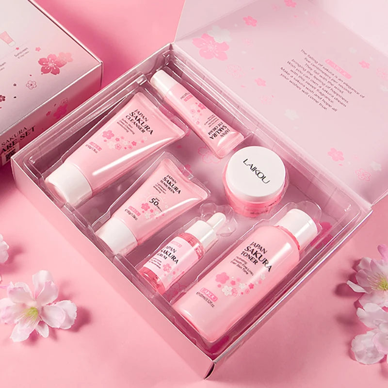 LAIKOU™ Sakura Skin Care Set – 6-in-1 Japanese Beauty Ritual