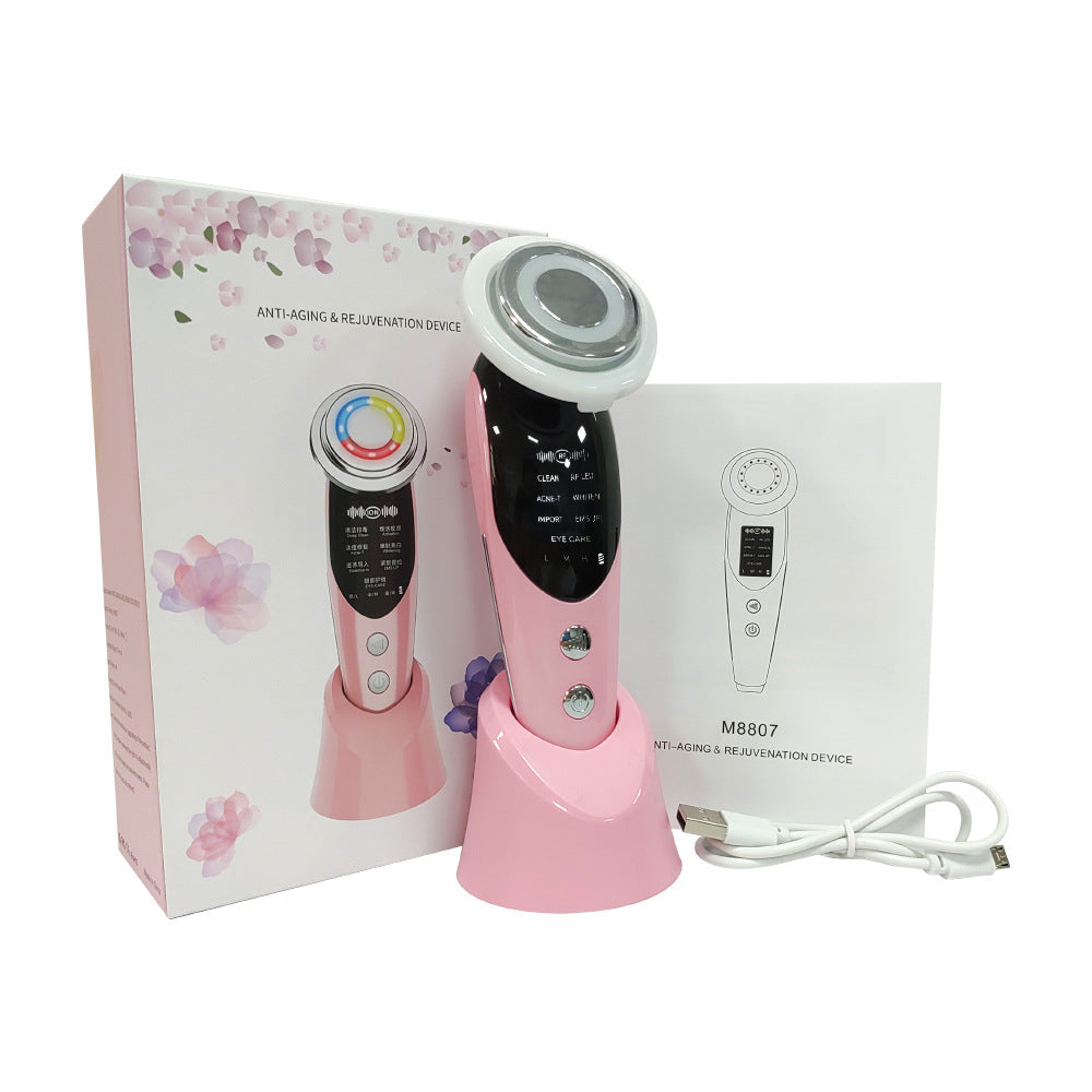 7-in-1 EMS Microcurrent Facial Massager - LED Light Therapy , Skin Rejuvenation & Deep Cleansing