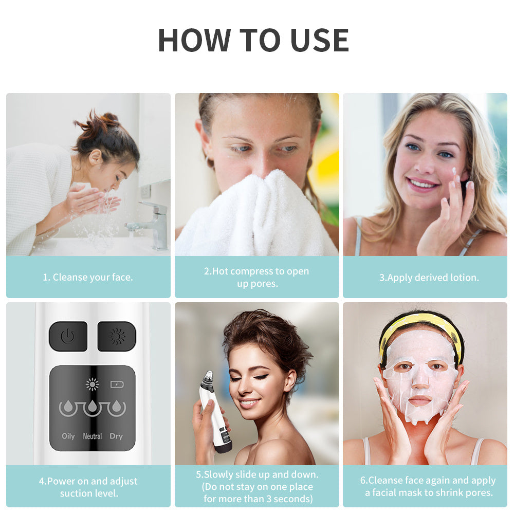 Electric Heating Blackhead Remover - Pore Vacuum and Deep Facial Cleansing