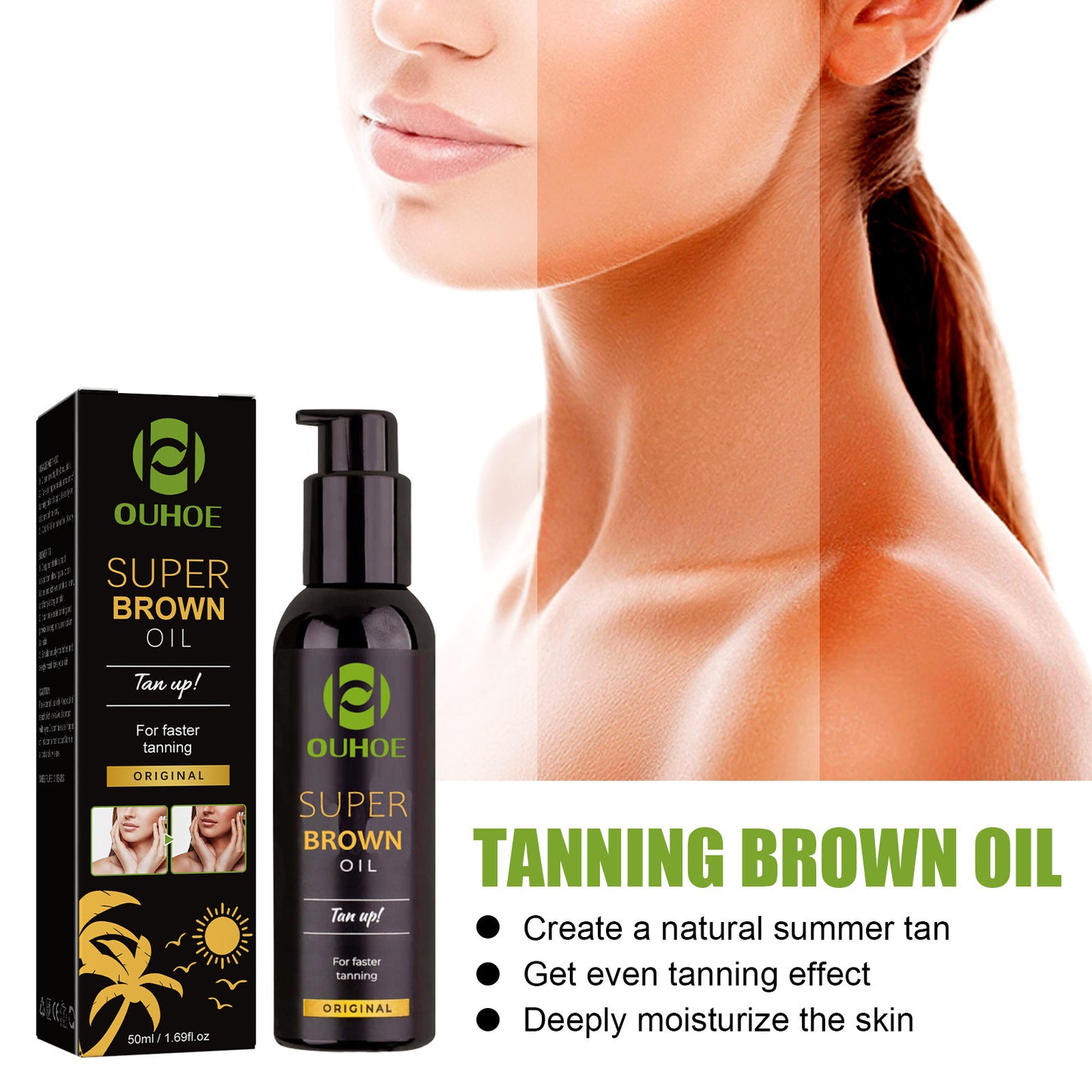 Summer Seaside Sun- Aid Bronzing Oil - Deep , Natural-Looking Tan with Skin Moisturizing Benefits