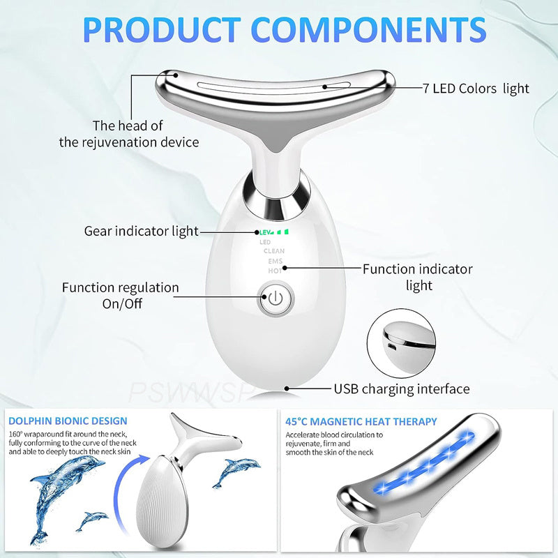 Neck & Face Massager - 3 Color Modes For Skin Rejuvenation and  Face Sculpting