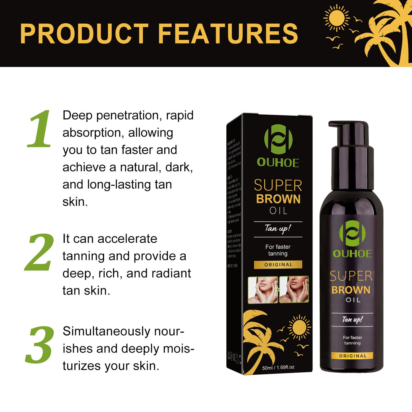 Summer Seaside Sun- Aid Bronzing Oil - Deep , Natural-Looking Tan with Skin Moisturizing Benefits