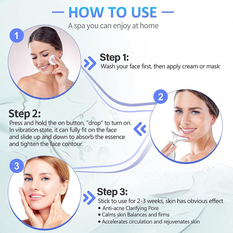Neck & Face Massager - 3 Color Modes For Skin Rejuvenation and  Face Sculpting