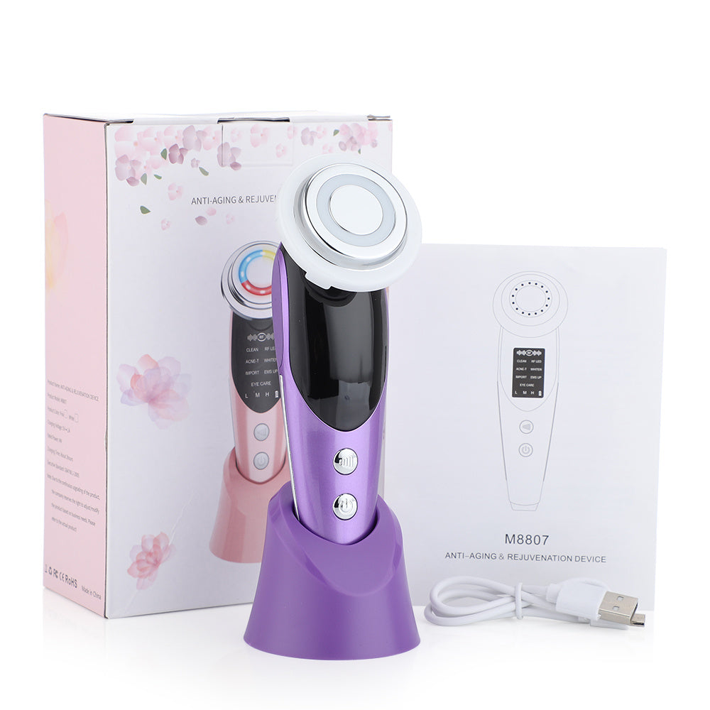 7-in-1 EMS Microcurrent Facial Massager - LED Light Therapy , Skin Rejuvenation & Deep Cleansing