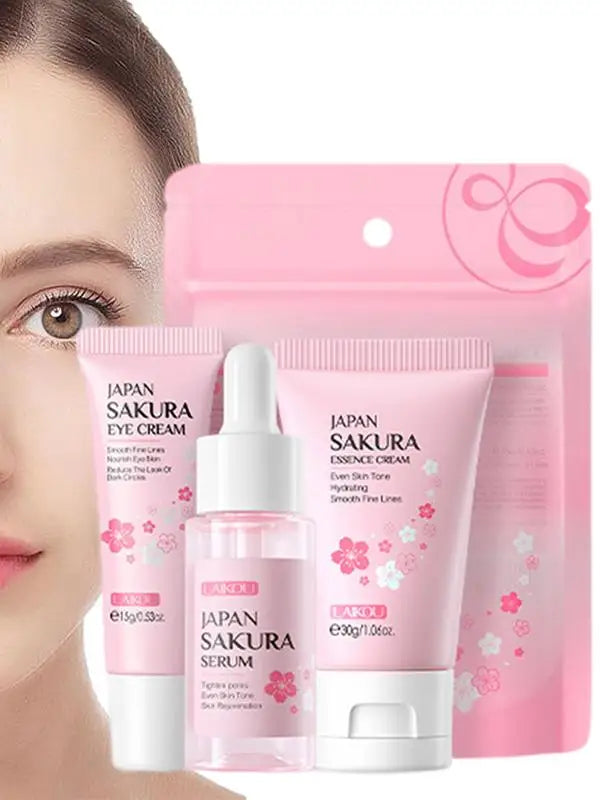 Sakura Glow™ 3-in-1 Skin Care Set – Toner, Serum & Moisturizer